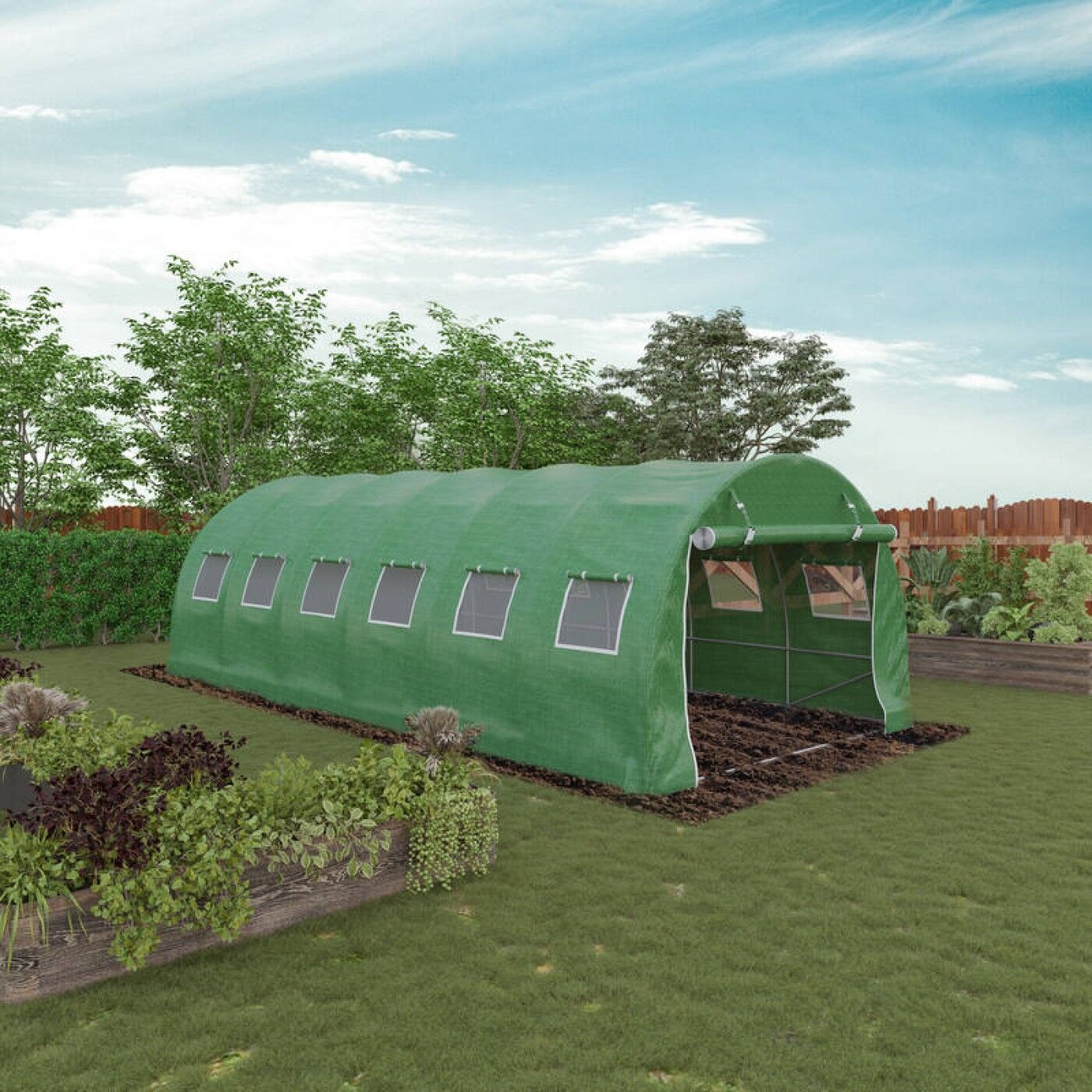 6m x 3m x 2m Strong Tunnel Greenhouses Galvanised Frame Steelmates